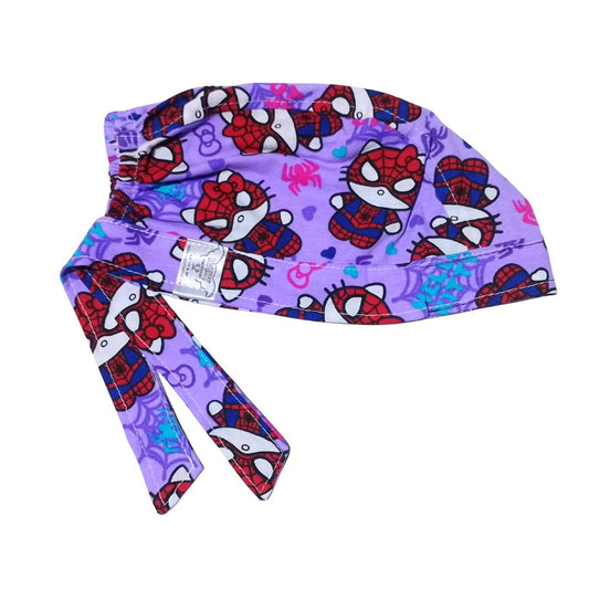 Gorro Medico Quirúrgico gatito lila araña