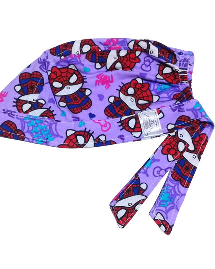 Gorro Medico Quirúrgico gatito lila araña