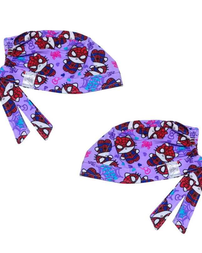 Gorro Medico Quirúrgico gatito lila araña