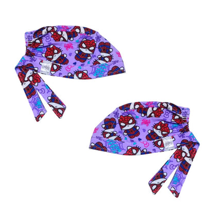 Gorro Medico Quirúrgico gatito lila araña