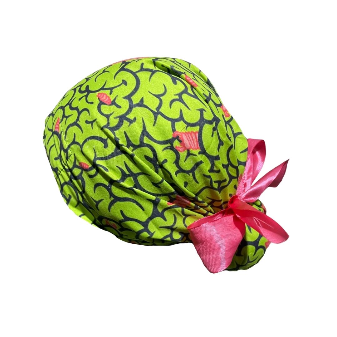 Gorro Medico Quirúrgico - Día De Muertos - Halloween - Cerebro Zombie - Listón
