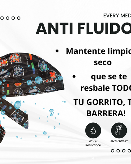 Gorro Medico Quirúrgico - Lilo Y Stitch - Negro