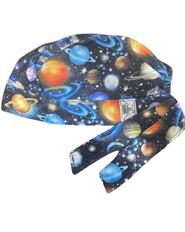 Gorro Medico Quirúrgico - Galaxia Planetas- Universo - Espacio - Negro