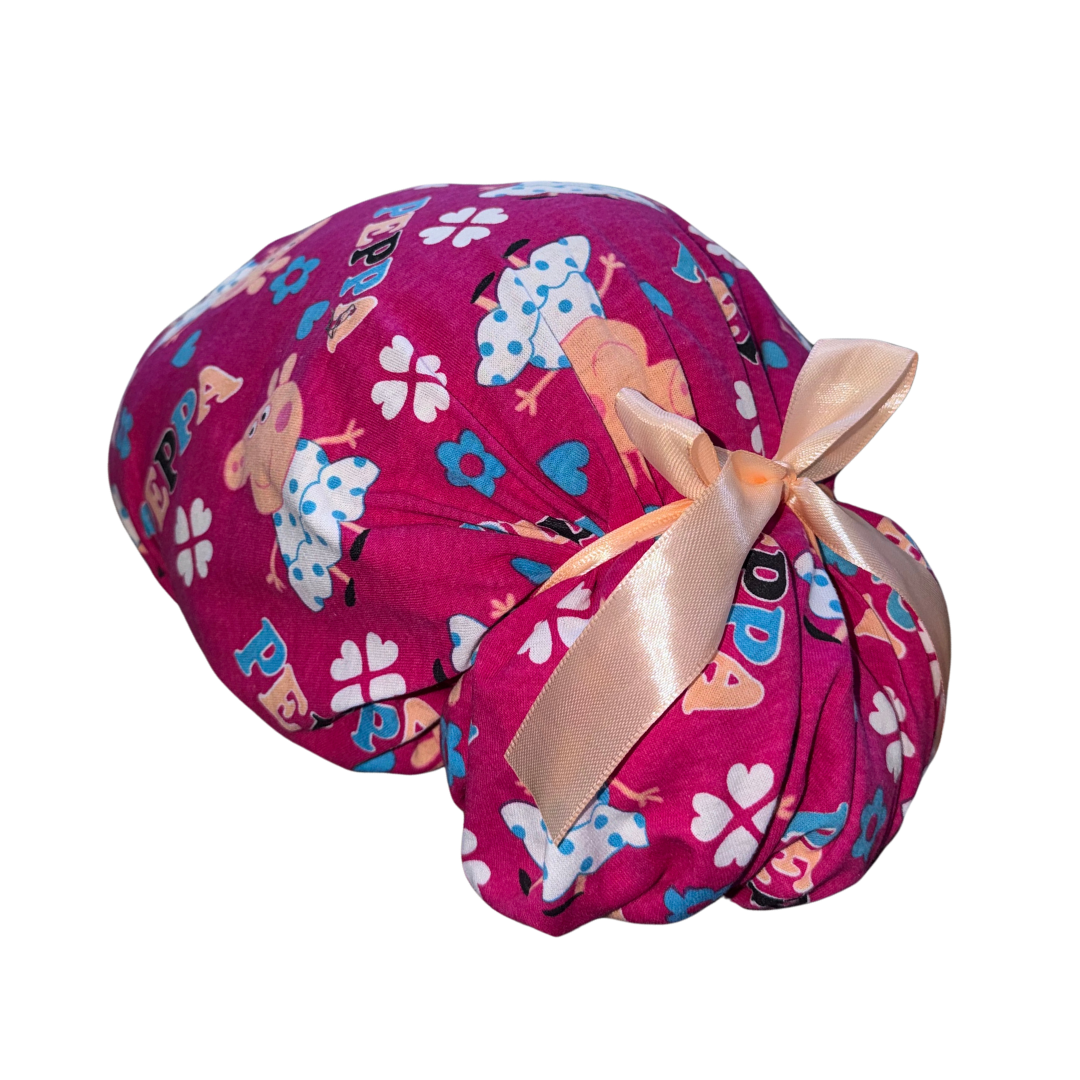 Gorro Medico Quirúrgico Enf Peppa Pig Listones - Antisudor Rosa Unitalla