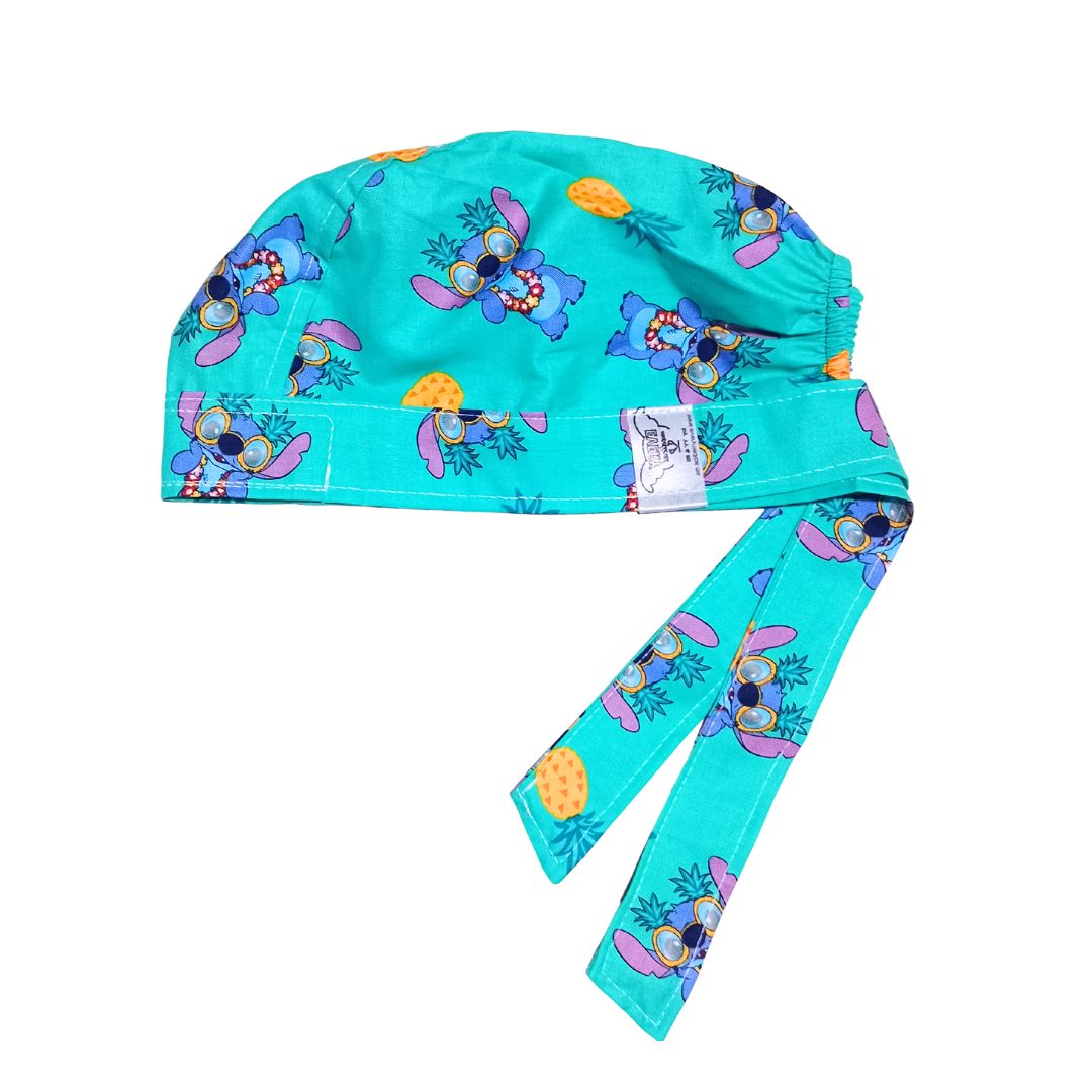 Gorro Medico Quirúrgico Enfermeria, muñequito con piñas celeste