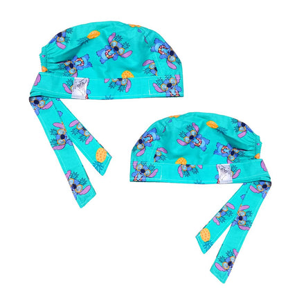 Gorro Medico Quirúrgico Enfermeria, muñequito con piñas celeste