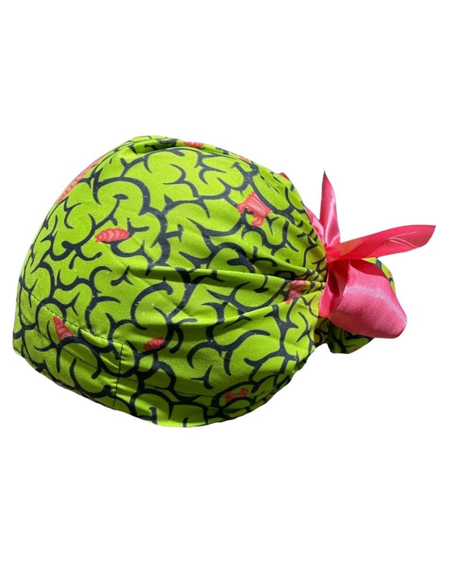 Gorro Medico Quirúrgico - Día De Muertos - Halloween - Cerebro Zombie - Listón
