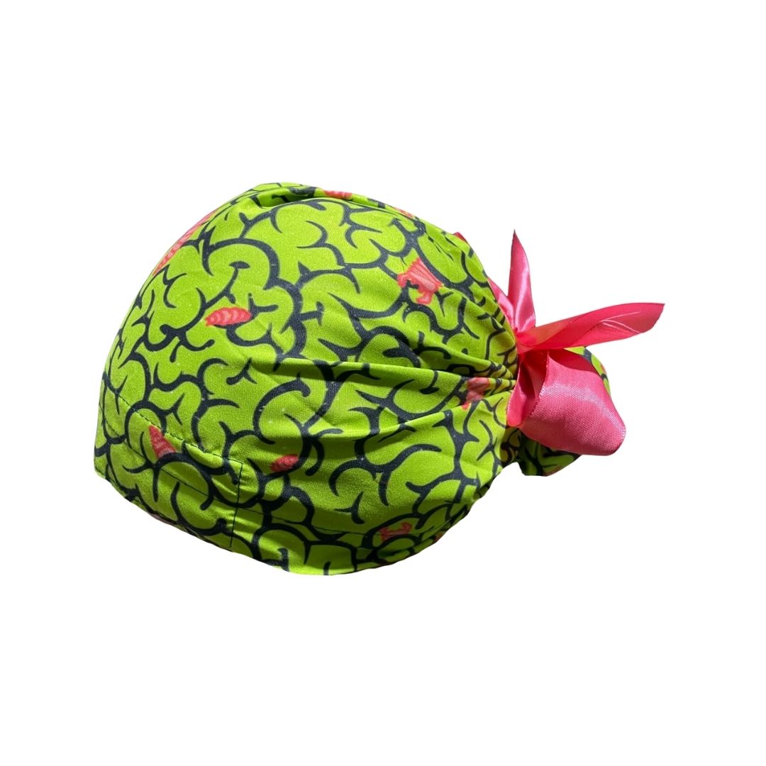Gorro Medico Quirúrgico - Día De Muertos - Halloween - Cerebro Zombie - Listón