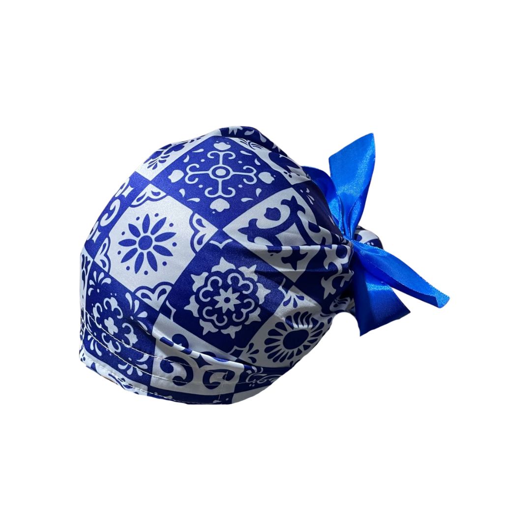 Gorro Medico Quirúrgico - Tipo Bordado Mexicano - Listón - Azul