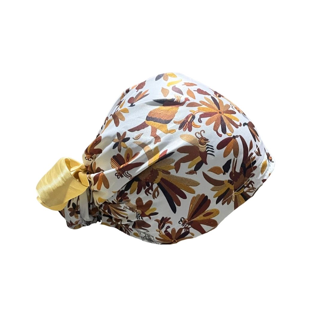 Gorro Quirúrgico - Tipo Bordado Mexicano - Listón - Beige