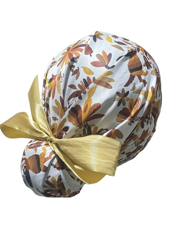 Gorro Quirúrgico - Tipo Bordado Mexicano - Listón - Beige2