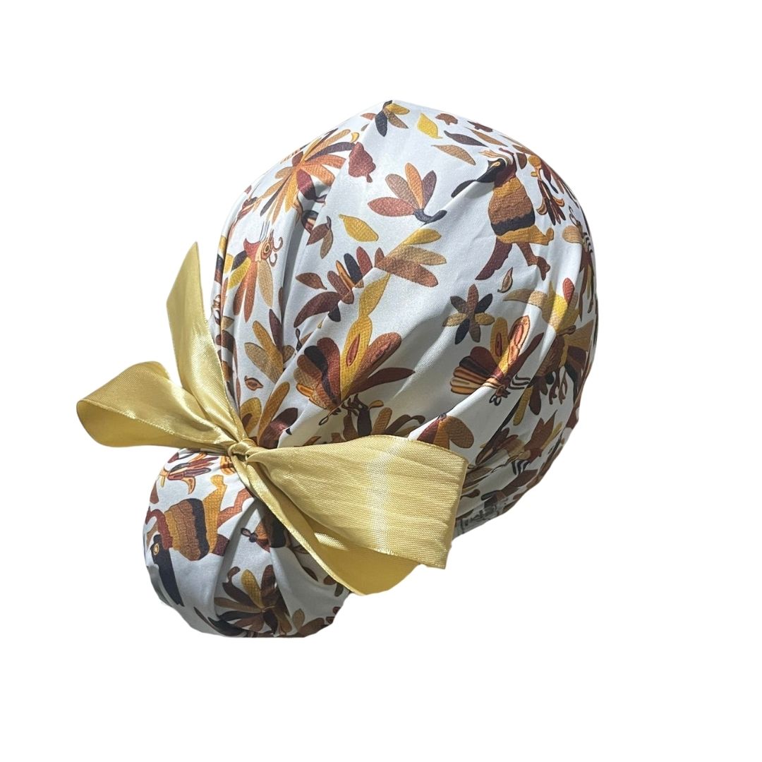 Gorro Quirúrgico - Tipo Bordado Mexicano - Listón - Beige