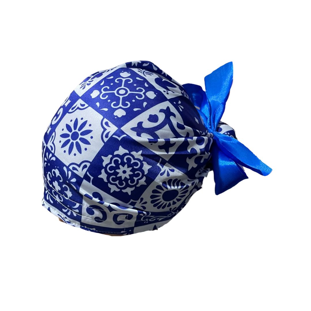 Gorro Medico Quirúrgico - Tipo Bordado Mexicano - Listón - Azul