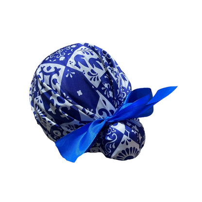 Gorro Medico Quirúrgico - Tipo Bordado Mexicano - Listón - Azul