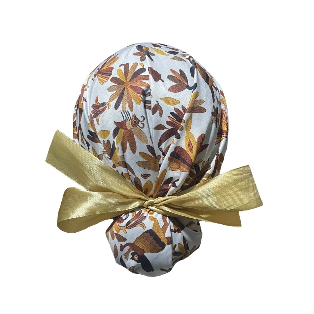 Gorro Quirúrgico - Tipo Bordado Mexicano - Listón - Beige