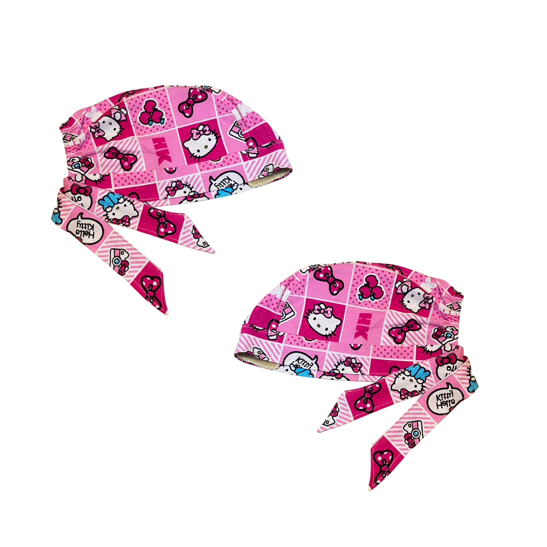 Gorro Quirúrgico Hello Kitty Rosa Cordones - Antisudor