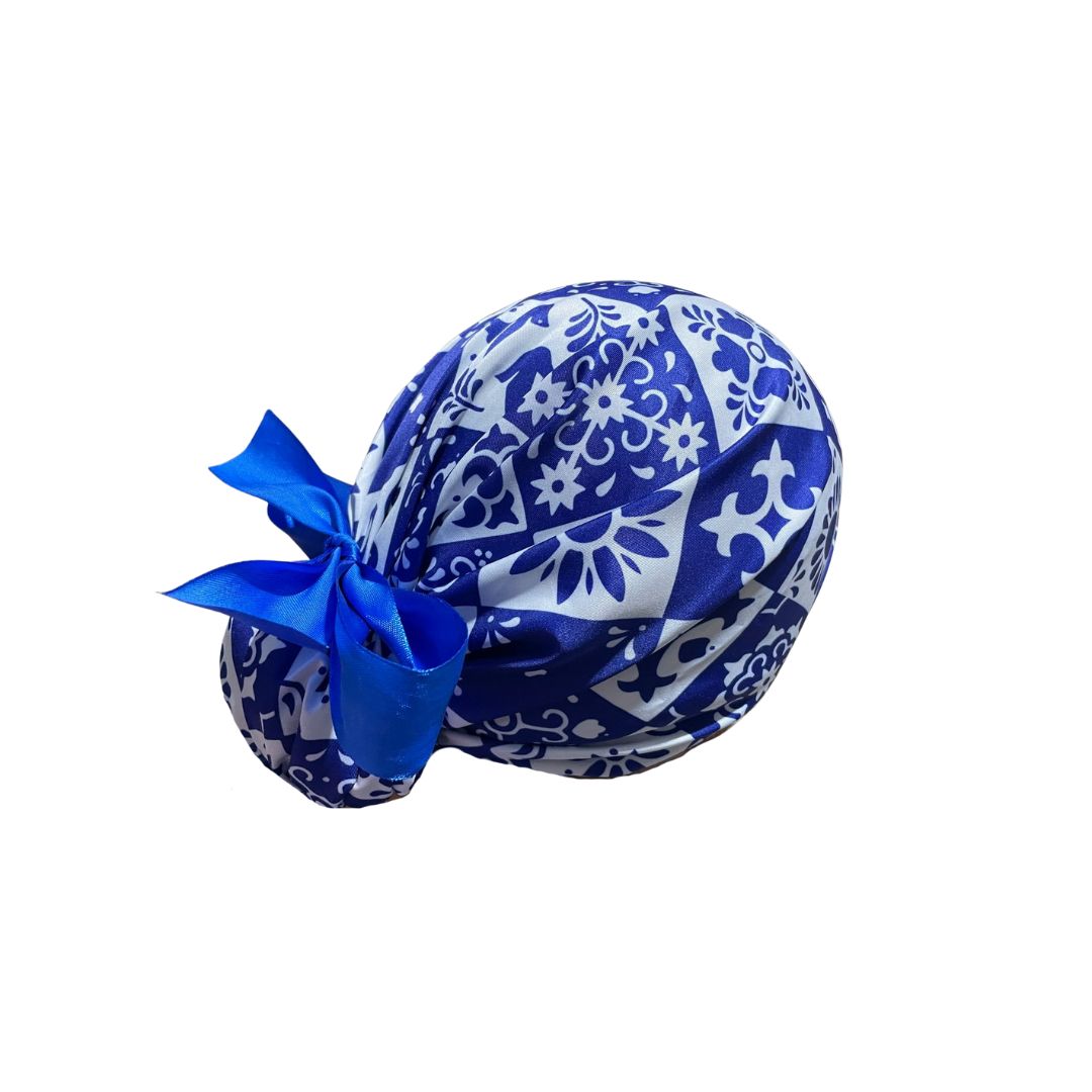 Gorro Medico Quirúrgico - Tipo Bordado Mexicano - Listón - Azul