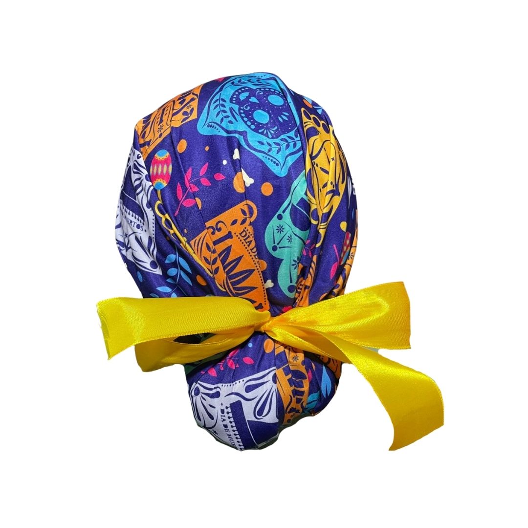 Gorro Medico Quirúrgico - Día De Muertos - Halloween - Papel Picado - Listón