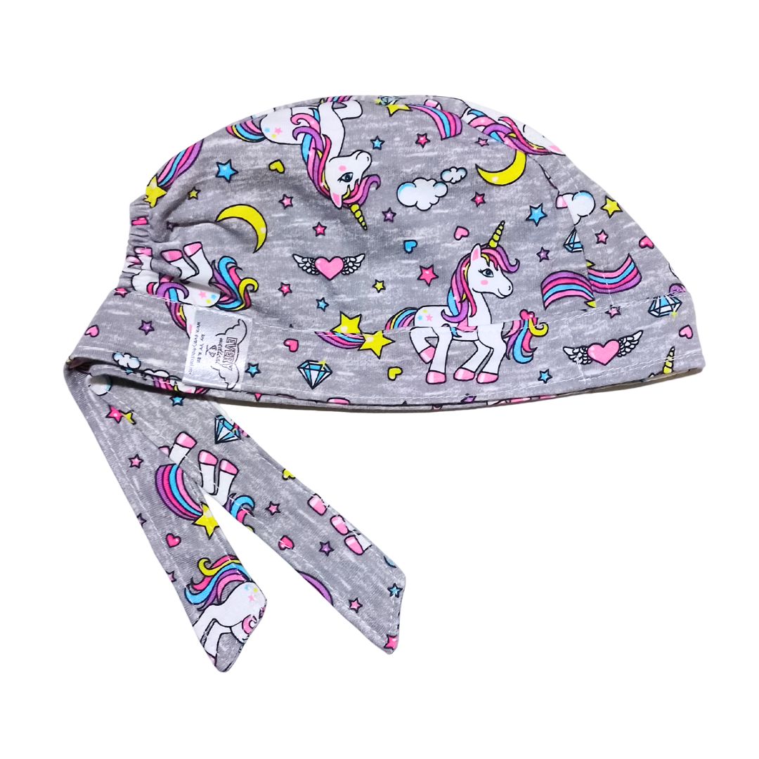 Gorro Quirúrgico Unicornios Kwai - Antisudor - Pediatria Gris