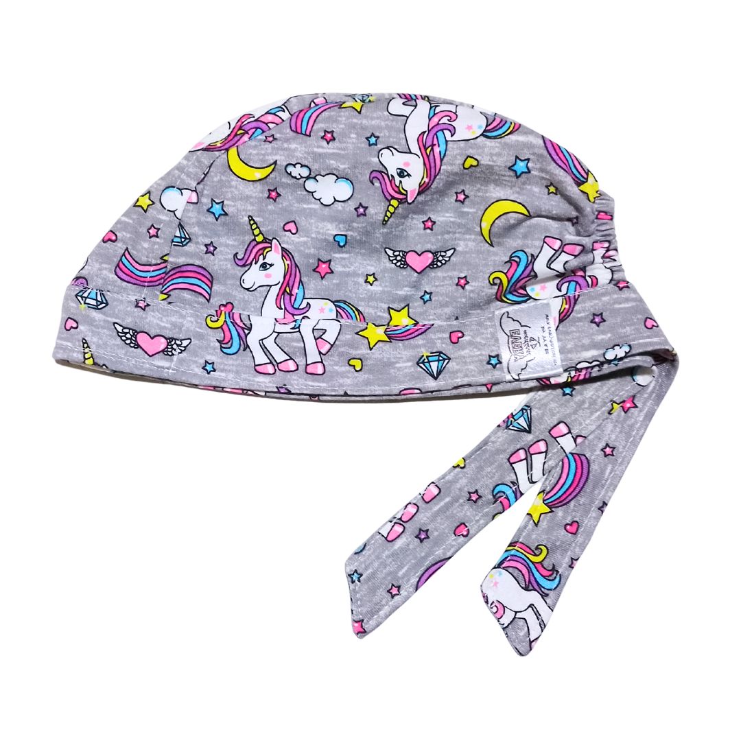 Gorro Quirúrgico Unicornios Kwai - Antisudor - Pediatria Gris