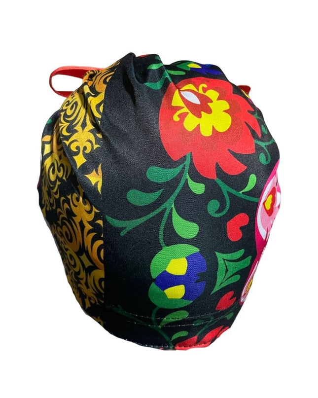 Gorro Quirúrgico - Tipo Bordado Mexicano - Listón - Negro 3