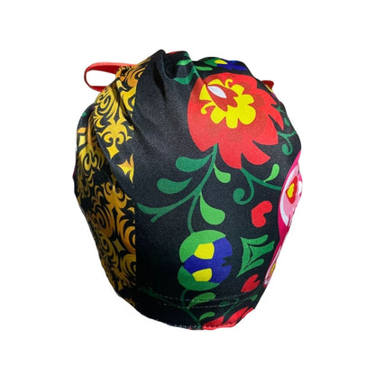 Gorro Quirúrgico - Tipo Bordado Mexicano - Listón - Negro 2