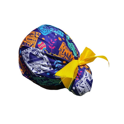 Gorro Medico Quirúrgico - Día De Muertos - Halloween - Papel Picado - Listón