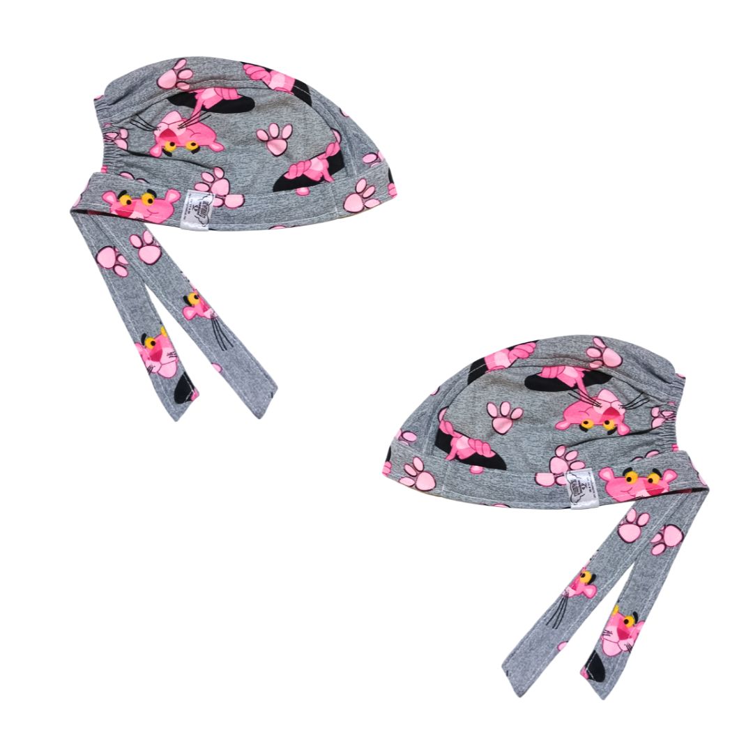 Gorro Medico Quirúrgico Enfermeria Pantera Rosa Pink Panther Gris