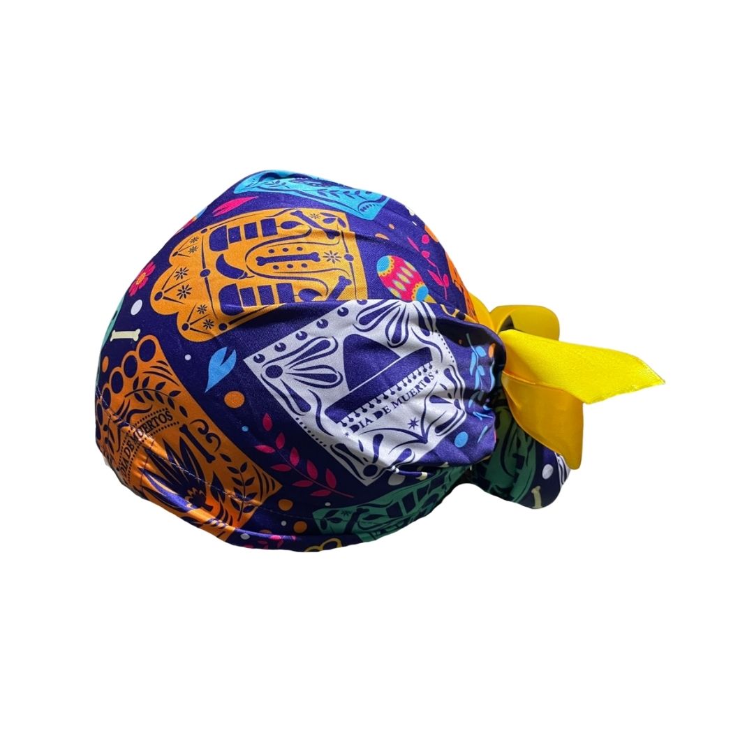 Gorro Medico Quirúrgico - Día De Muertos - Halloween - Papel Picado - Listón