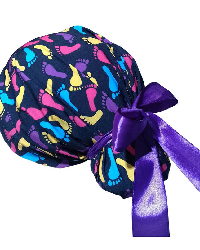 Gorro Medico Quirúrgico enfermeria Clinica podologia Pies Foot Listones negro