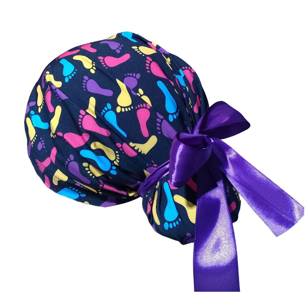 Gorro Medico Quirúrgico enfermeria Clinica podologia Pies Foot Listones negro
