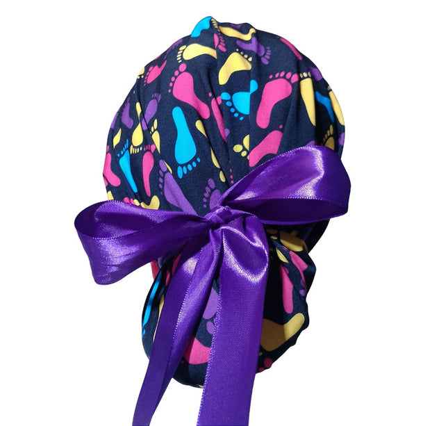 Gorro Medico Quirúrgico enfermeria Clinica podologia Pies Foot Listones negro