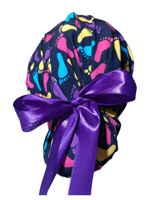 Gorro Medico Quirúrgico enfermeria Clinica podologia Pies Foot Listones negro