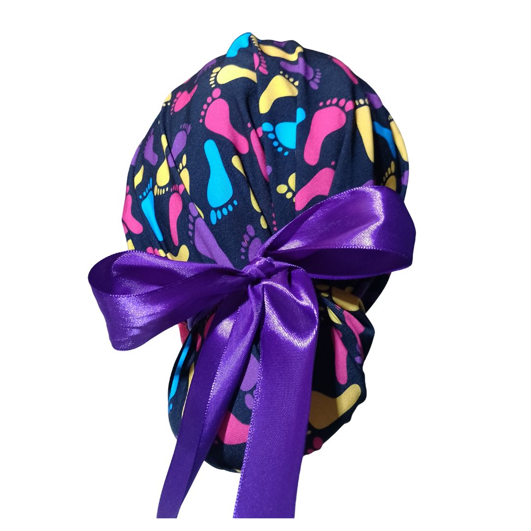 Gorro Medico Quirúrgico enfermeria Clinica podologia Pies Foot Listones negro