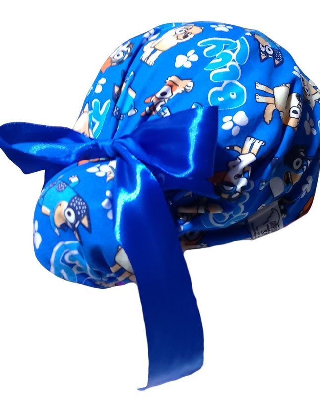 Gorro Quirúrgico Medico Perrito Blue- Listones Azul Rey