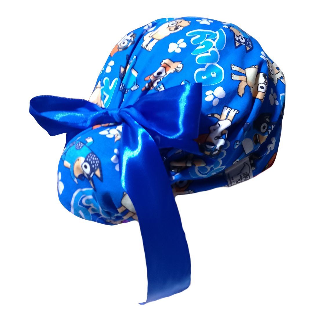 Gorro Quirúrgico Medico Perrito Blue- Listones Azul Rey