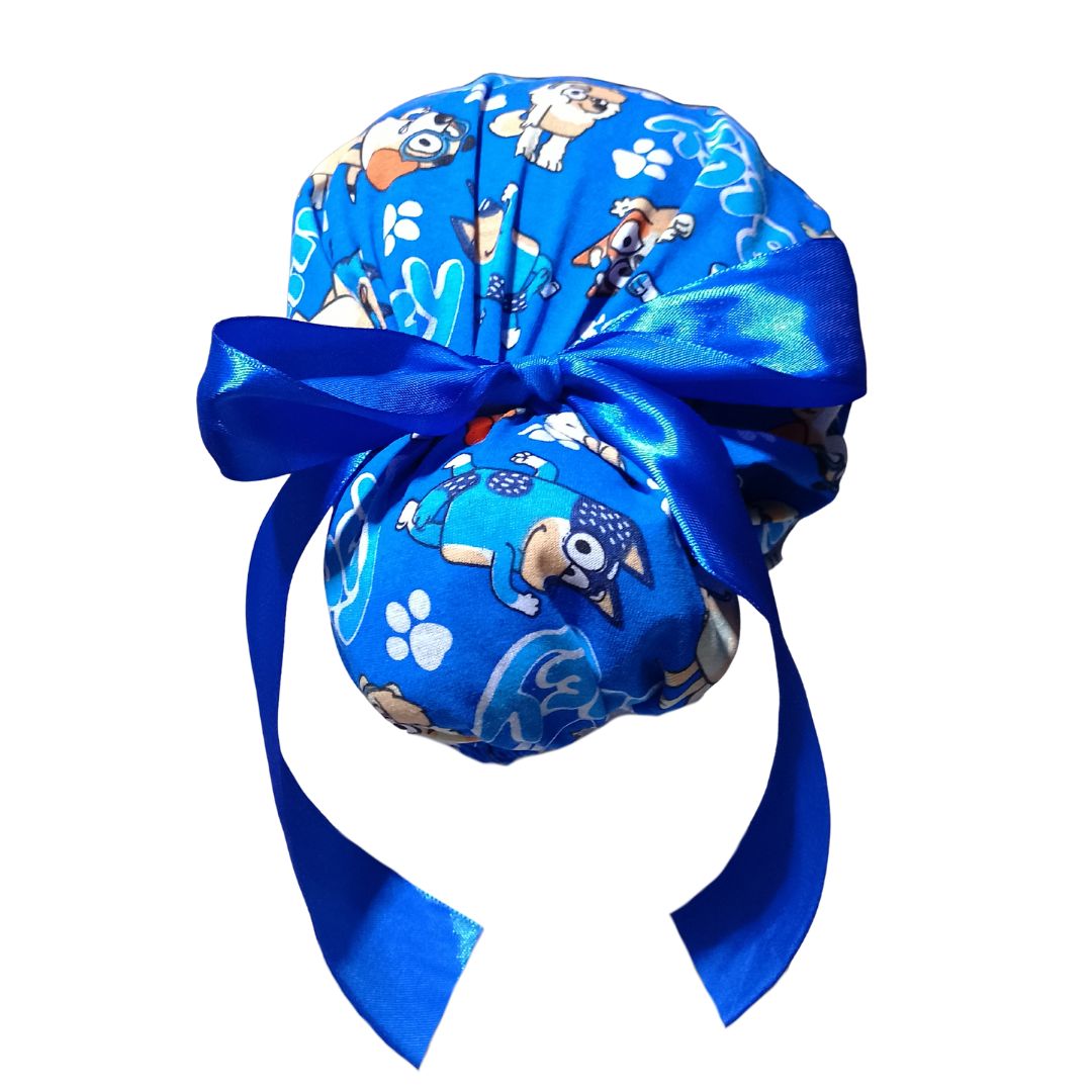 Gorro Quirúrgico Medico Perrito Blue- Listones Azul Rey