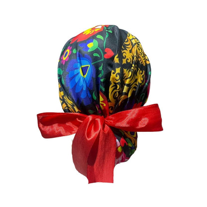 Gorro Quirúrgico - Tipo Bordado Mexicano - Listón - Negro 2