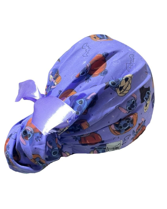Gorro Medico Quirúrgico - Día De Muertos - Halloween - Stitch Lila - Listón
