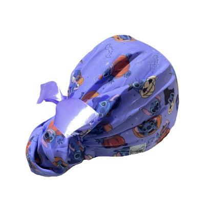Gorro Medico Quirúrgico - Día De Muertos - Halloween - Stitch Lila - Listón