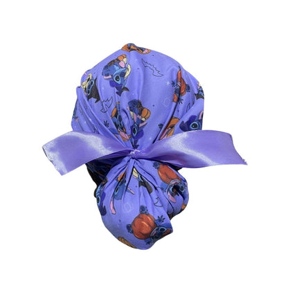 Gorro Medico Quirúrgico - Día De Muertos - Halloween - Stitch Lila - Listón