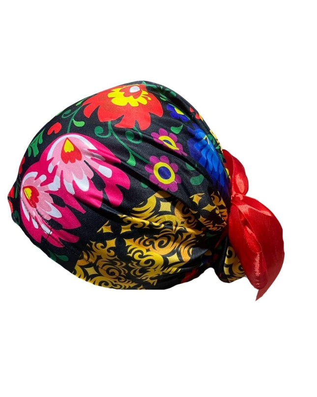Gorro Quirúrgico - Tipo Bordado Mexicano - Listón - Negro 3