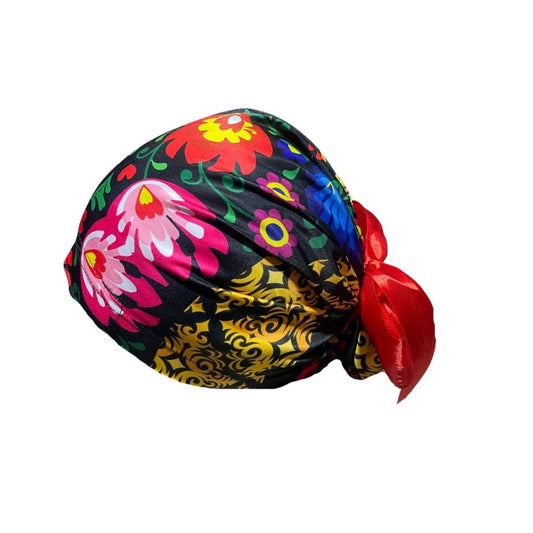 Gorro Quirúrgico - Tipo Bordado Mexicano - Listón - Negro 2