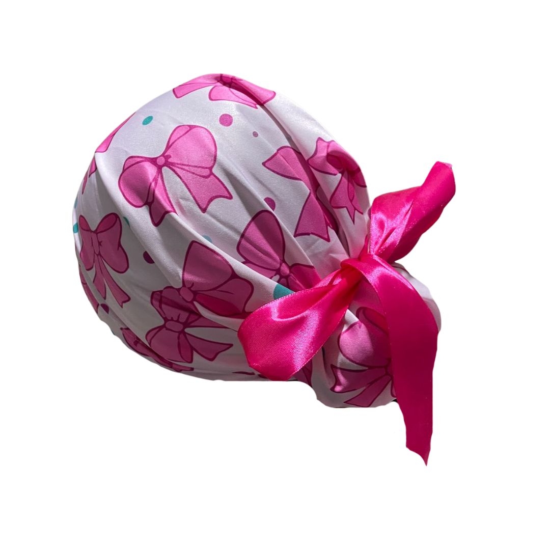 Gorro Medico Quirúrgico - Hospital - Moño Coquette - Listón - Rosa