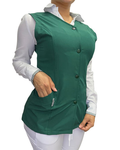 Chaleco Enfermería Clinico Quirurgico Dama CUELLO V Liso Hospital