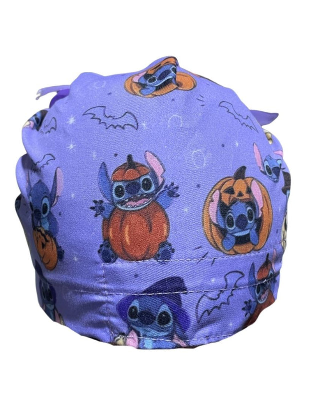 Gorro Medico Quirúrgico - Día De Muertos - Halloween - Stitch Lila - Listón