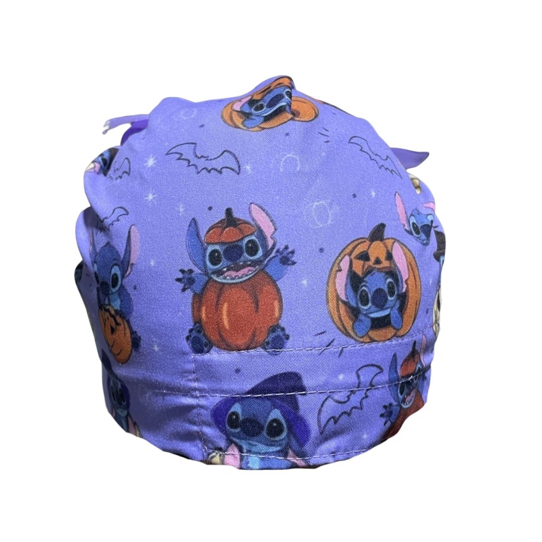 Gorro Medico Quirúrgico - Día De Muertos - Halloween - Stitch Lila - Listón
