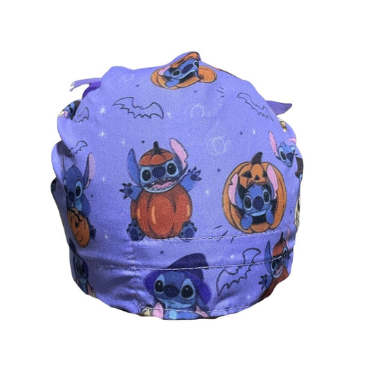 Gorro Medico Quirúrgico - Día De Muertos - Halloween - Stitch Lila - Listón