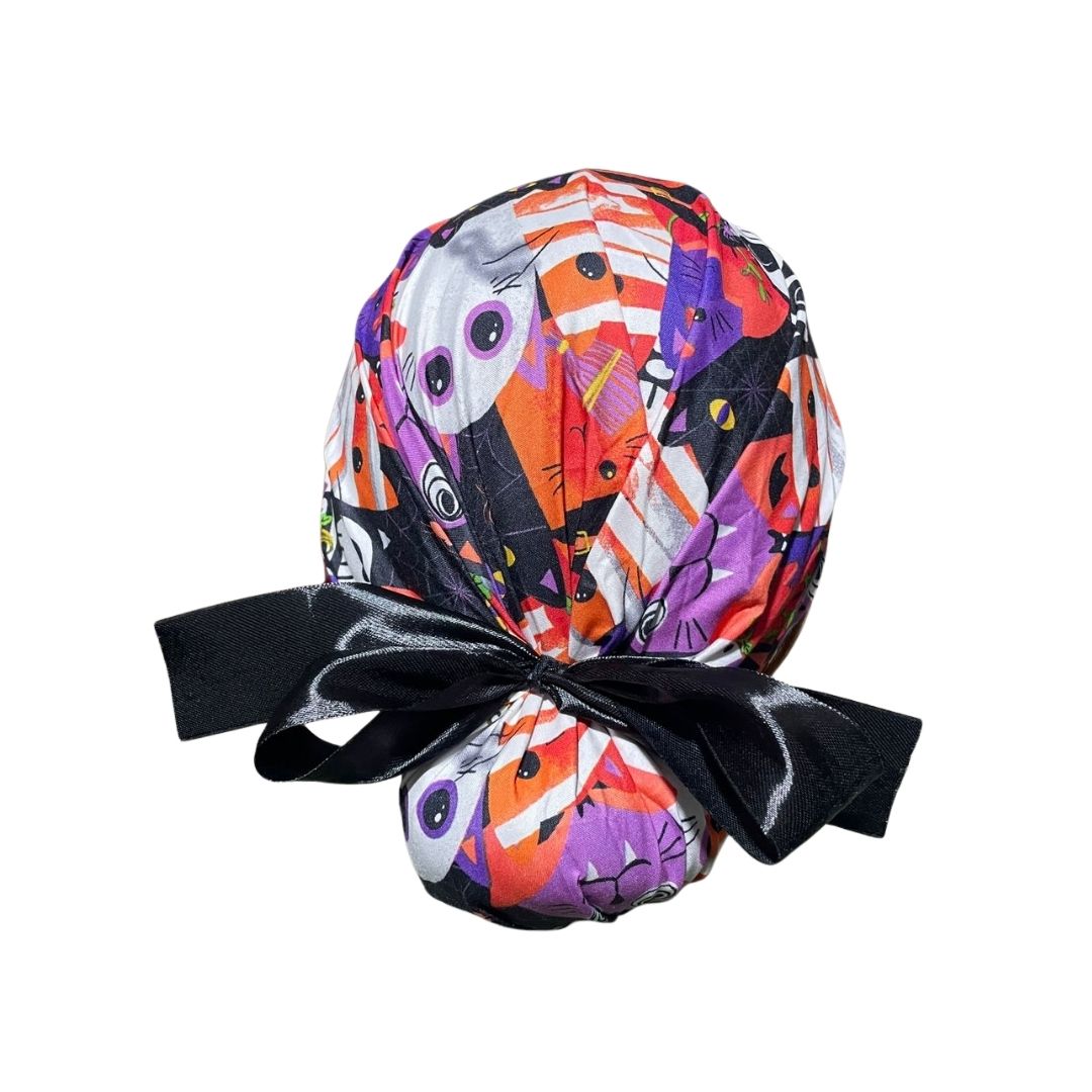 Gorro Medico Quirúrgico - Día De Muertos - Halloween - Listón - GATITOS