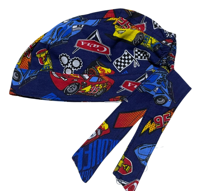 Gorro Quirúrgico - Cars - Nascar- Cordones - Antisudor - azul marino